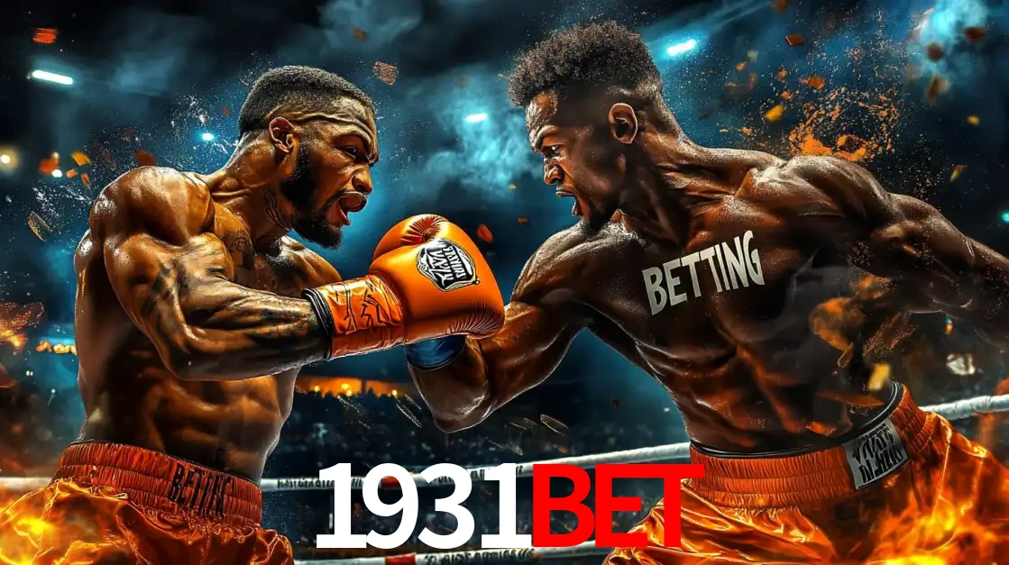 Dois boxeadores em uma luta intensa e explosiva, representando a adrenalina e as oportunidades de apostas em esportes de combate disponíveis na plataforma 1931bet.