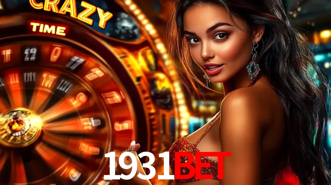 Mulher ao lado da roda de prêmios do jogo de cassino ao vivo Crazy Time, um dos shows de jogos mais emocionantes oferecidos pela plataforma de apostas 1931bet.