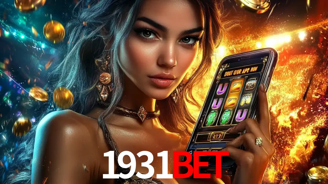 Mulher elegante mostrando um jogo de caça-níqueis em seu smartphone, destacando a experiência de cassino móvel oferecida pelo aplicativo 1931bet.